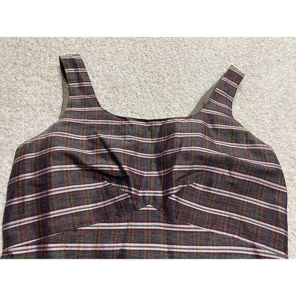 Y2K VTG Esprit Dress Plaid Silk Structured Dress Womens Sz Medium Dark Academia - Picture 7 of 11